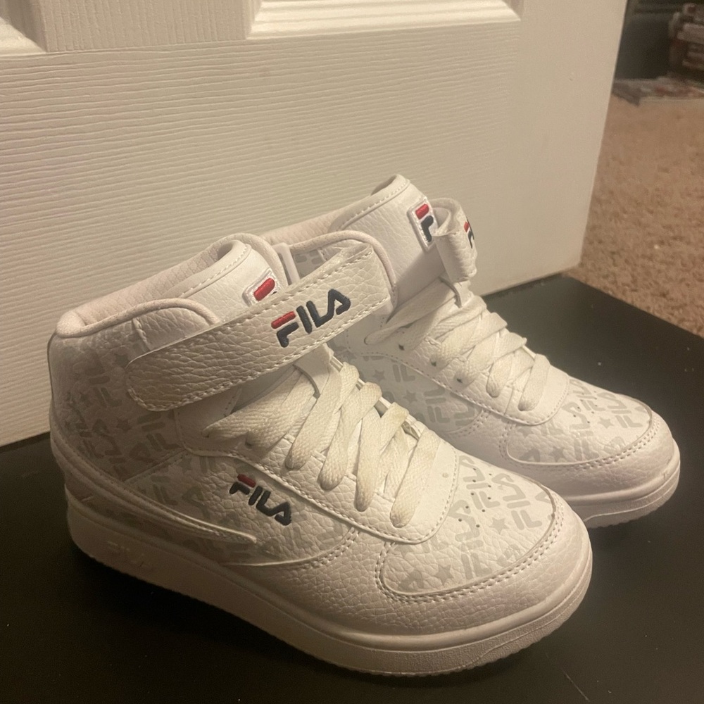 Fila Kids White High-Top Sneakers with Logo Detail